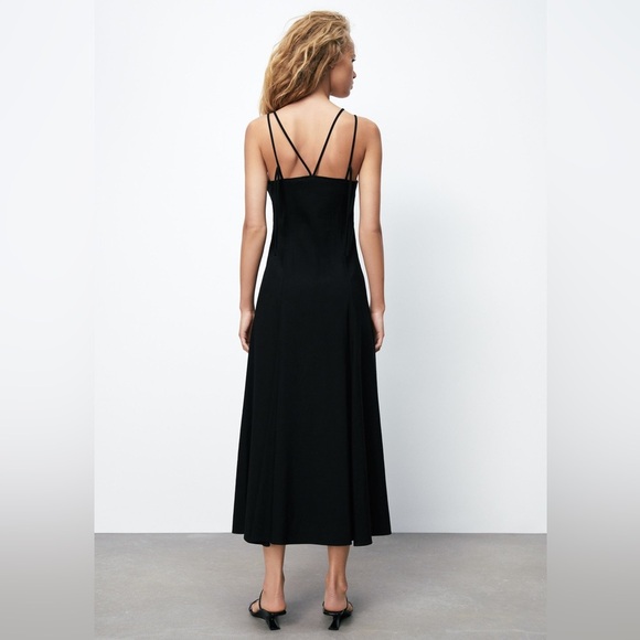 NWT Zara LINEN BLEND DRESS M Black | 3067/303 - Picture 8 of 13